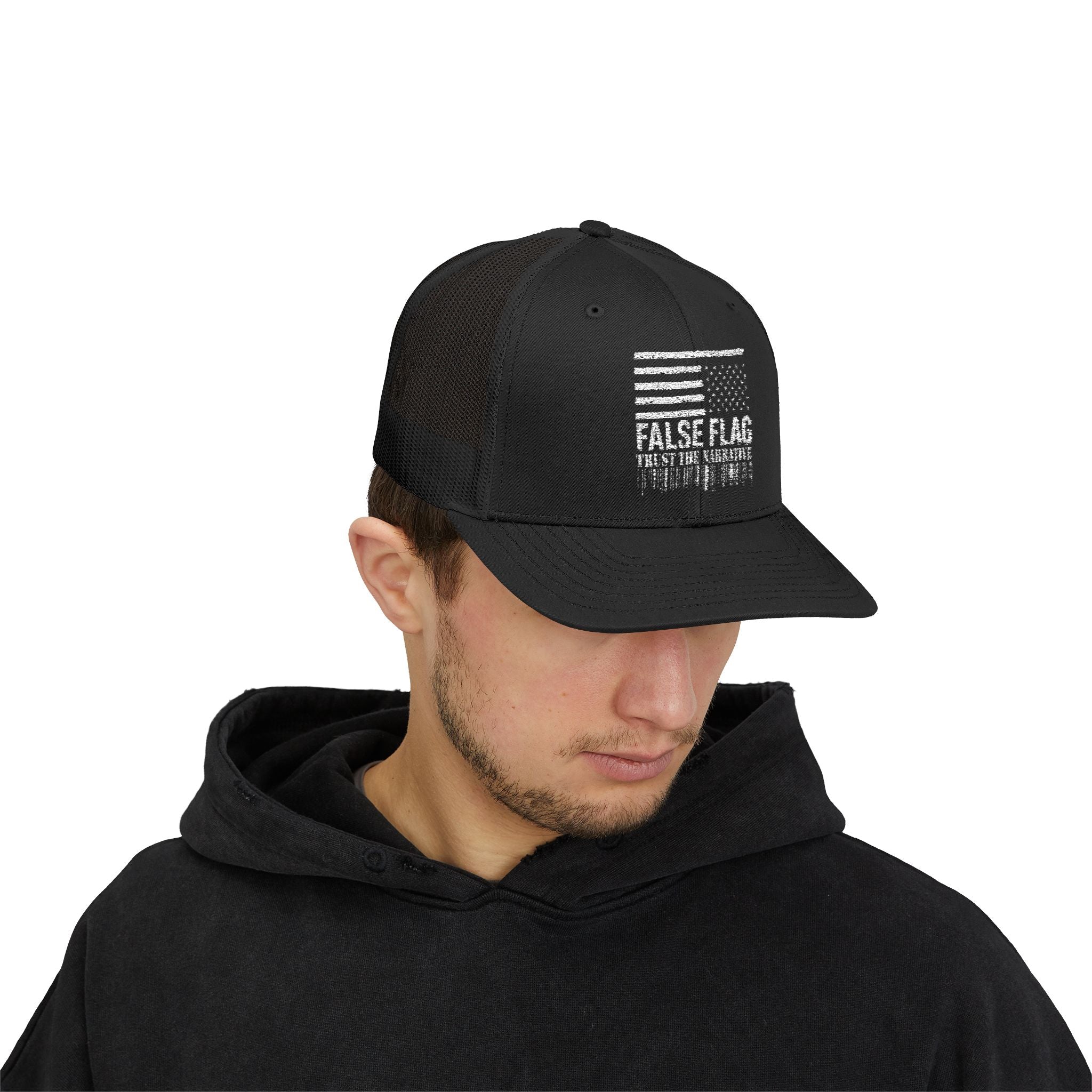 False Flag Snapback Trucker Cap  – Barcode Edition